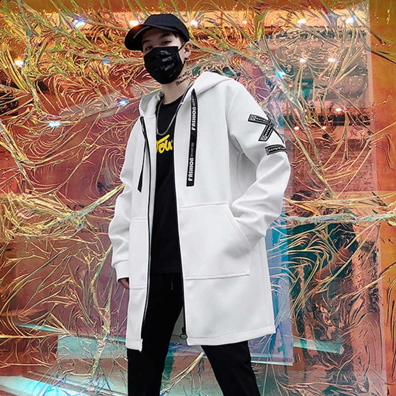 Long Jacket Men Print Fashion Spring Harajuku Windbreaker Overcoat Male Casual Outwear Hip Hop Streetwear Coats Plus Size 210819