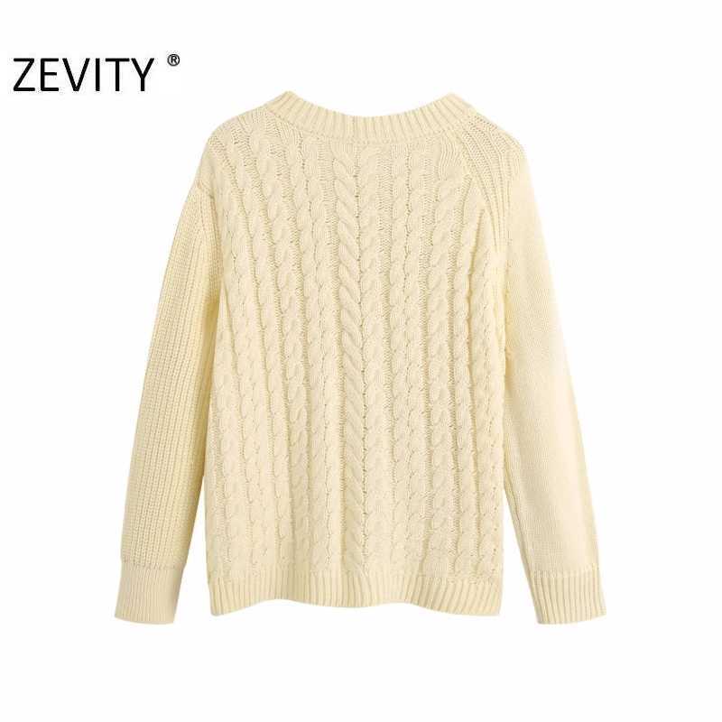 Zevity women fashion twist patchwork hem irregular knitting sweater ladies long sleeve casual sweaters chic autumn tops S394 210603