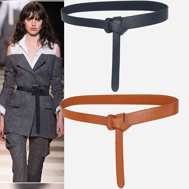 Wide Belt Women's Decorative Versatile Coat Waist with Dress Sweater Closing Stitching Knotted Seal