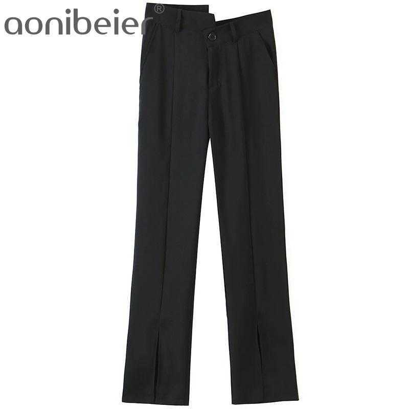 Black Trousers Asymmetric Hig Waist Split Hem Women Casual Straight Pants Office Lady Suit Female Summer Bottoms 210604
Black Trousers Asymmetric Hig Waist Split Hem Women Casual Straight Pants Office Lady Suit Female Summer Bottoms 210604