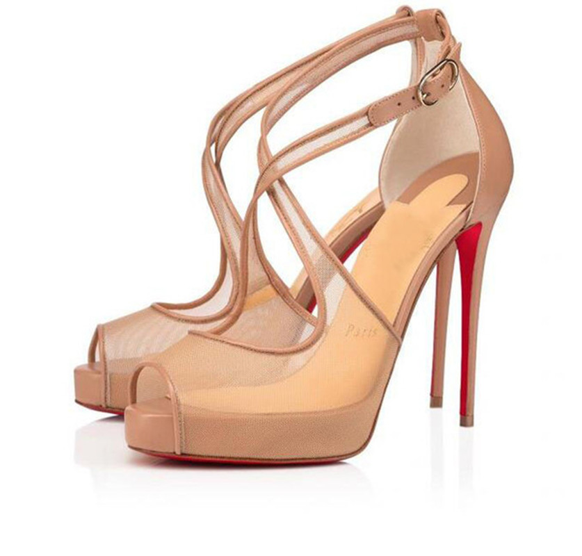 Eveningwear Sandals Mariacar Nude Black Mesh Pumps Red Bottom High Heels Luxury Party Dress Sexy Peep-toe Sandalias EU35-43
Eveningwear Sandals Mariacar Nude Black Mesh Pumps Red Bottom High Heels Luxury Party Dress Sexy Peep-toe Sandalias EU35-43