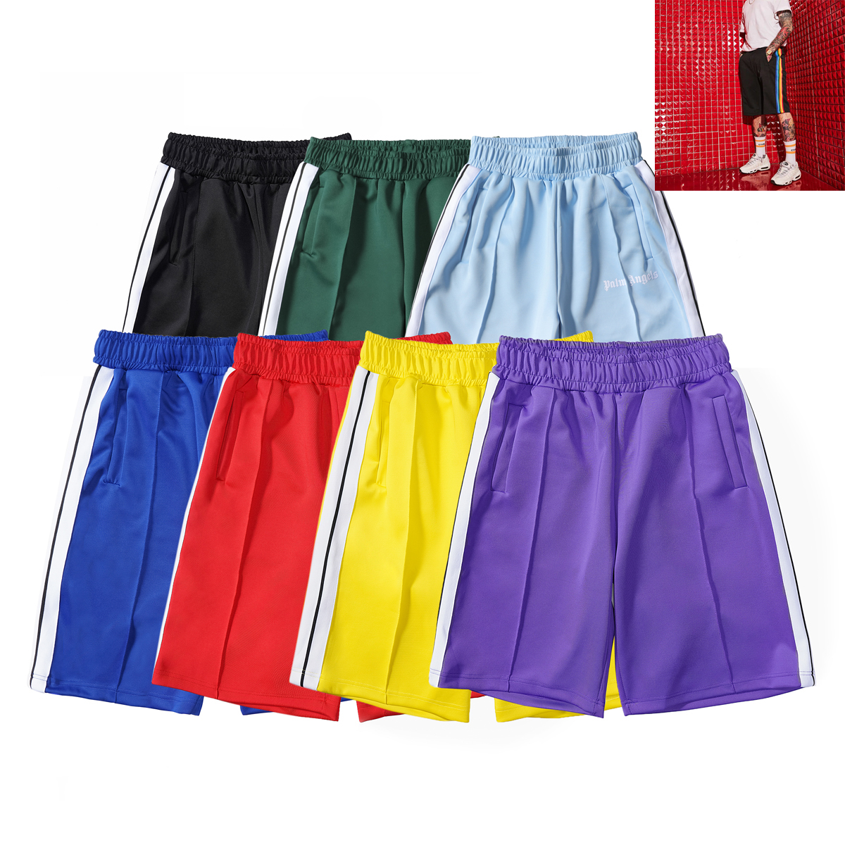Mens Shorts Women casual pants black white rainbow webbing fashionable streetshorts various styles breathable shrinkable elastic band, Picture color 201
Mens Shorts Women casual pants black white rainbow webbing fashionable streetshorts various styles breathable shrinkable elastic band, Picture color 201