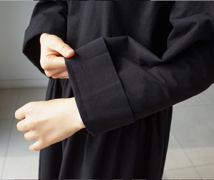 Casual Long Sleeve Black Summer Vintage Loose High Waist Slim Was Thin Elegant Splice Irregular Pleating Maxi Dress 991E 210420