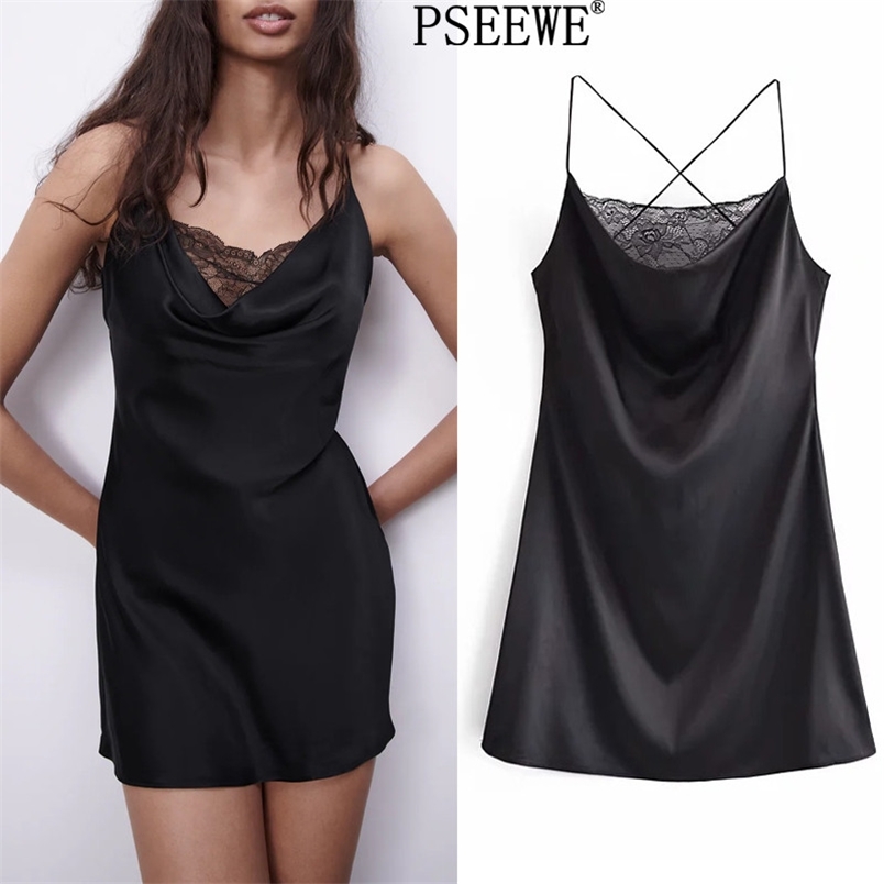 Black Satin Lace Mini Dress Women Spaghetti Strap Sexy es Summer Woman Thin Straps Cross Backless 210519
Black Satin Lace Mini Dress Women Spaghetti Strap Sexy es Summer Woman Thin Straps Cross Backless 210519