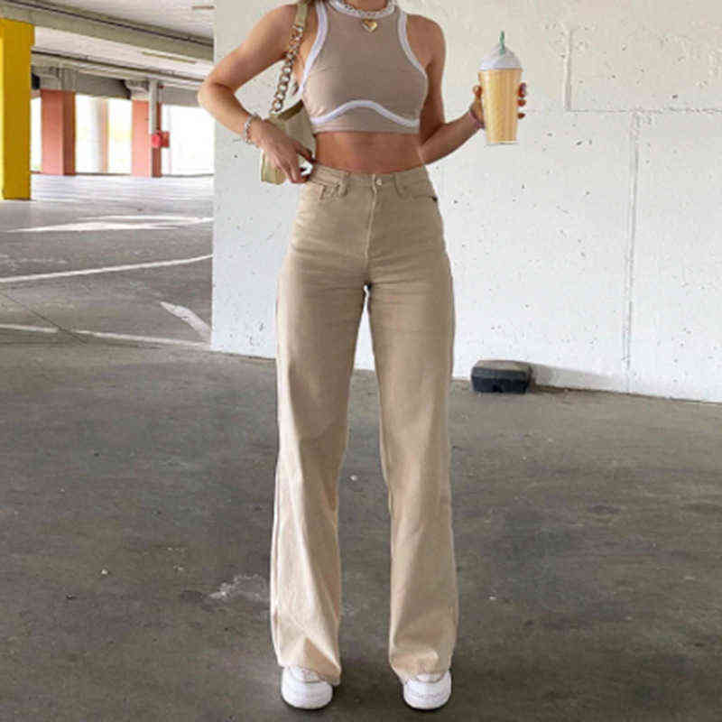 High waist slimming loose stretch denim wide leg pants women y2k fashion trend casual comfortable jeans 211115