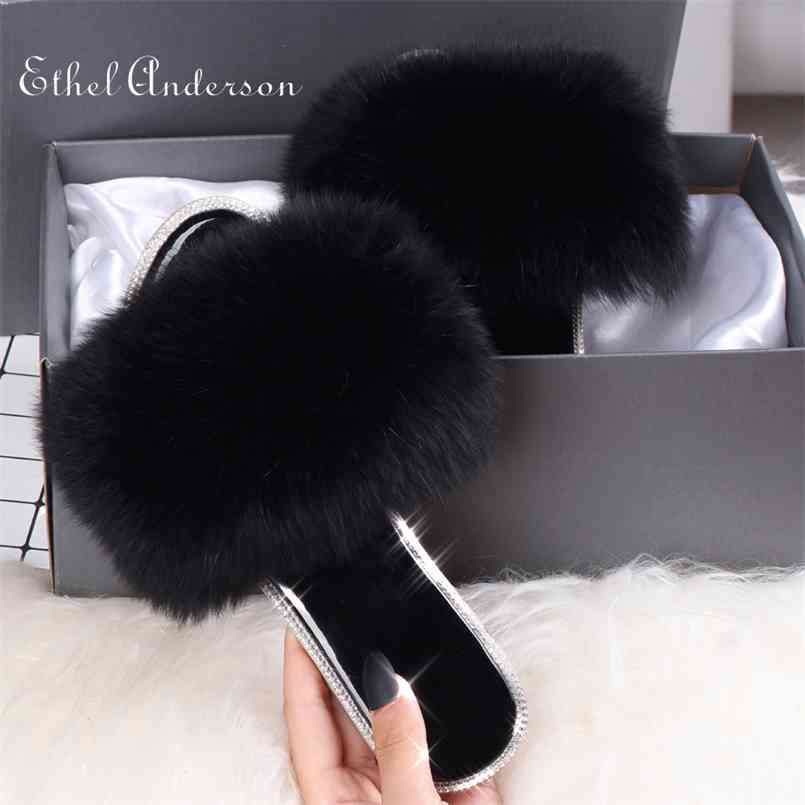 Ethel Anderson fur slides Real Fur Slippers Fully Slides Flip Flop Casual Summer Sandal Crystal Bling designer slippers 210607, Dark sliver w
Ethel Anderson fur slides Real Fur Slippers Fully Slides Flip Flop Casual Summer Sandal Crystal Bling designer slippers 210607, Dark sliver w
