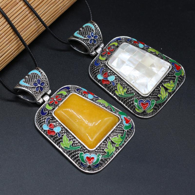 Pendant Necklaces Ethnic Vintage Natural Stone Abalone Shell Lapis Lazuli Necklace Charms Leather Rope For Women Boho Jewelry, Silver
Pendant Necklaces Ethnic Vintage Natural Stone Abalone Shell Lapis Lazuli Necklace Charms Leather Rope For Women Boho Jewelry, Silver