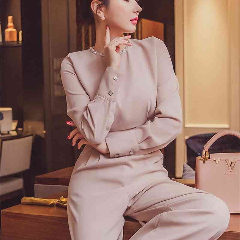 Office Lady Style Elegant Women Romper Female Overalls Casual Jumpsuit Fashion Shiny Collar High Waist 210520