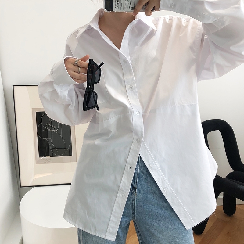 Women's Spring Split Hem Harajuku Shirt Fashionable Loose Silhouette Long Sleeve White Blouse Female 210607, Khaki
Women's Spring Split Hem Harajuku Shirt Fashionable Loose Silhouette Long Sleeve White Blouse Female 210607, Khaki