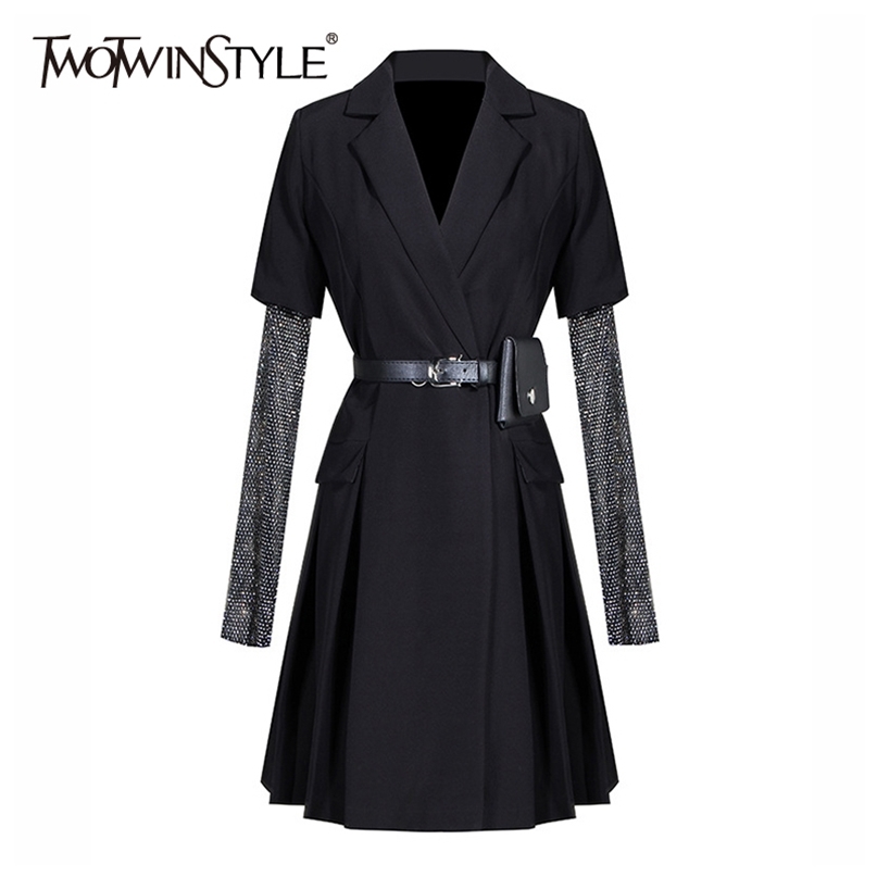 Casual Patchwork Diamonds Women Dress Notched Long Sleeve High Waist Hit Color Blazer Suit Female Clothing 210520, Black
Casual Patchwork Diamonds Women Dress Notched Long Sleeve High Waist Hit Color Blazer Suit Female Clothing 210520, Black