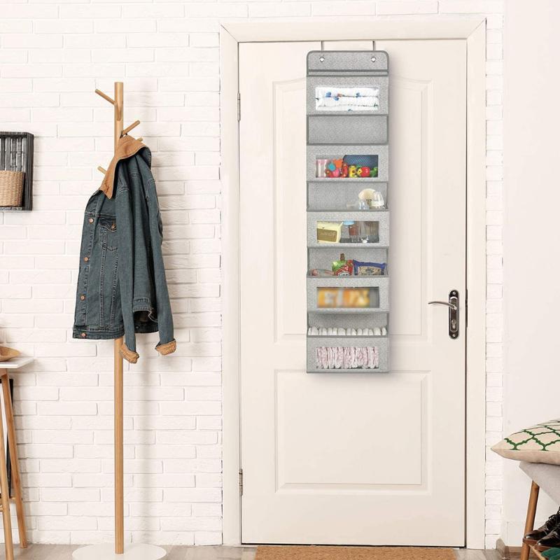 Hanging Handbag Organizer For Wardrobe Closet Transparent Storage Door Wall Clear Sundry Room Bedroom Bathroom Gray Hanger Pouch Boxes & Bin1