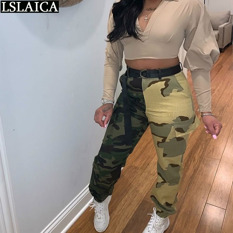 Clothes for Women Camouflage Pockets Spliced Casual Pants Woman Full Length Fashion Elastic Waist Broeken Dames 210520, Green 
Clothes for Women Camouflage Pockets Spliced Casual Pants Woman Full Length Fashion Elastic Waist Broeken Dames 210520, Green