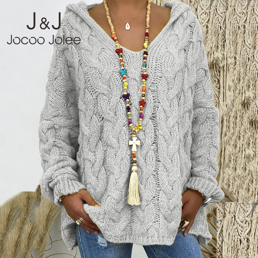 Jocoo Jolee Casual Solid Hooded Pullovers Women Oversized Twist Knitted Sweater Europe Style Jumpers Streetwear Women's Clothes 210518, Red
Jocoo Jolee Casual Solid Hooded Pullovers Women Oversized Twist Knitted Sweater Europe Style Jumpers Streetwear Women's Clothes 210518, Red