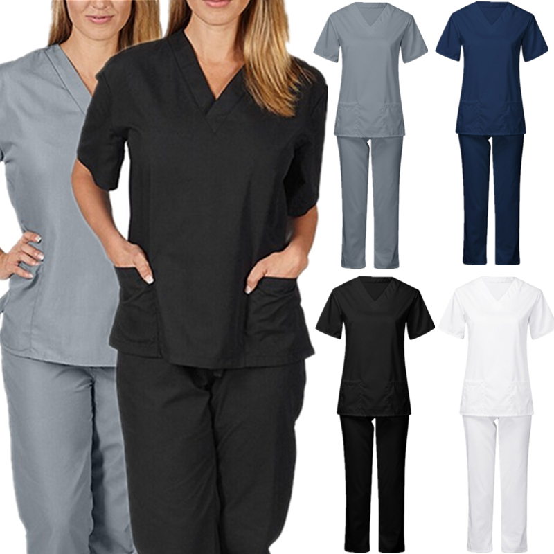 Women Men Workwear Short Sleeve V-neck Tops+pants Nursing Working Uniform Beauty Salon Suit Scrub Uniform Overalls Clothes, Black
Women Men Workwear Short Sleeve V-neck Tops+pants Nursing Working Uniform Beauty Salon Suit Scrub Uniform Overalls Clothes, Black