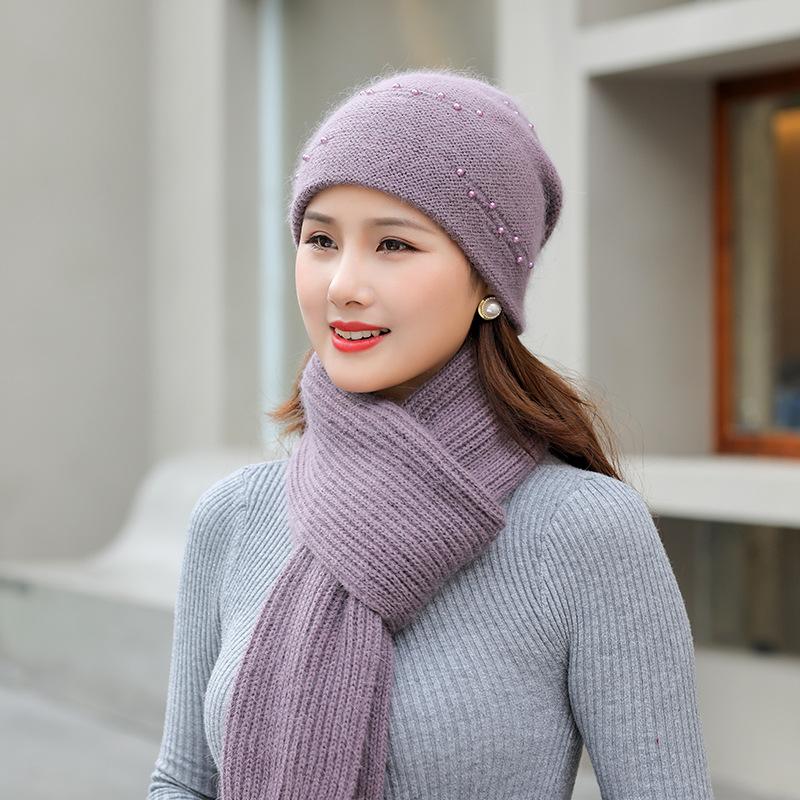 Beanies Women Winter Hat Thick Warm Cap Plus Velvet Scarf Set Fashion For Elegant Pearl Wool Blend Knitted Beanie
Beanies Women Winter Hat Thick Warm Cap Plus Velvet Scarf Set Fashion For Elegant Pearl Wool Blend Knitted Beanie
