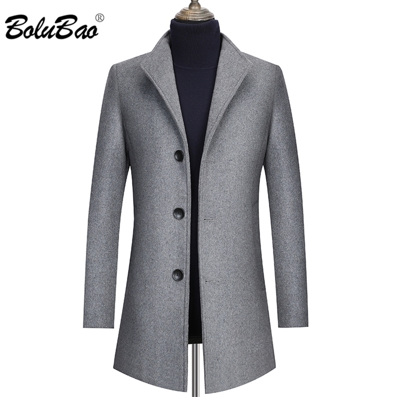 BOLUBAO Men Wool Blend Coat Fashion Winter Jacket Coats Woolen Coat Mens Overcoat Male Europe Size Trenchcoat 211119