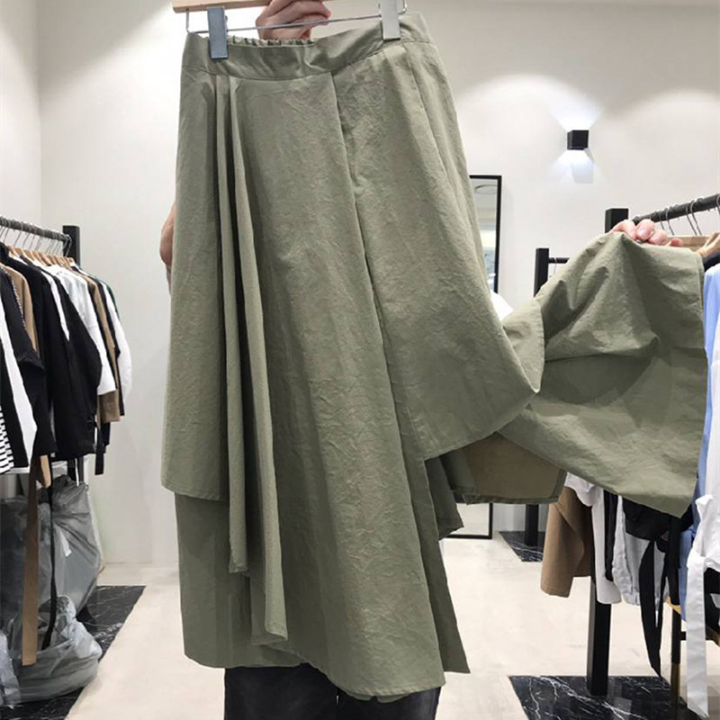 Nomikuma Irregular High Waist Elegant Skirts Causal A-line Mid-calf Women Skirts Spring New Solid Faldas Mujer Moda 6F509 210427