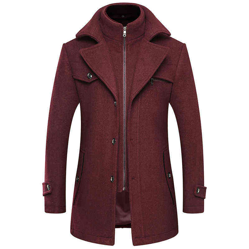 Autumn And Winter Double Collar Fashion Woolen Coat Men Large Size Windbreaker Trench Soft Warm Wool Coat Men Clothing 211122