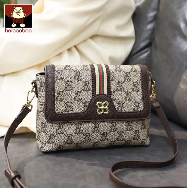 Factory wholesale women brand shoulder bag classic printed messenger bags simple retro leather handbag striped decorative fashion handbags