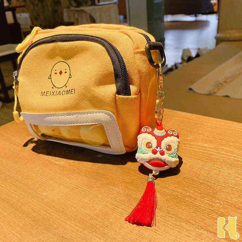 Cartoon lion dance head keychain cute creative Chinese style couple bag car pendant small gift doll H1126