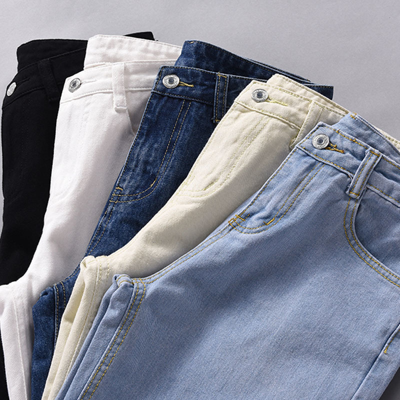 Plus Size Jeans Woman White High Waist Cotton Autumn Casual Black Harem Women Denim Trousers Blue Beige 10388 210518