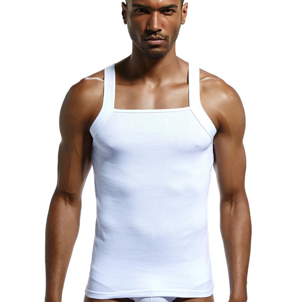 100% Cotton Mens undershirt Slim Fit Men Underwear Clothing Bodybuilding Undershirts Fitness Tops Tees Lifting Vest Underwears 210515