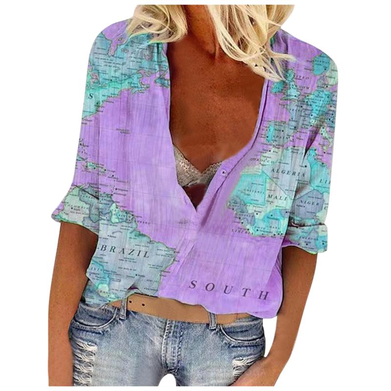 Women' Blouses & Shirts Blouse Lapel Button Shirt Print Long Sleeve Loose Casual Top Autumn Pinted All-Match Blusas Mujer De Moda, Bu
Women' Blouses & Shirts Blouse Lapel Button Shirt Print Long Sleeve Loose Casual Top Autumn Pinted All-Match Blusas Mujer De Moda, Bu