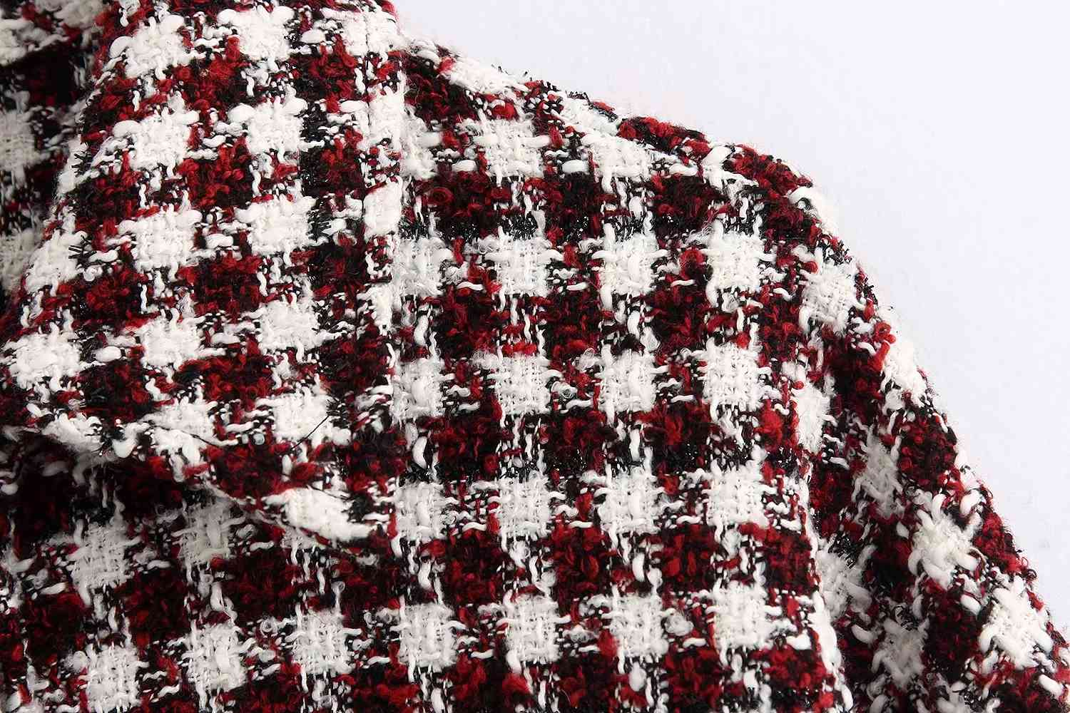 Fashion oversize plaid jacket Women casual tweed coat vintage Long Sleeve office wear long 210521