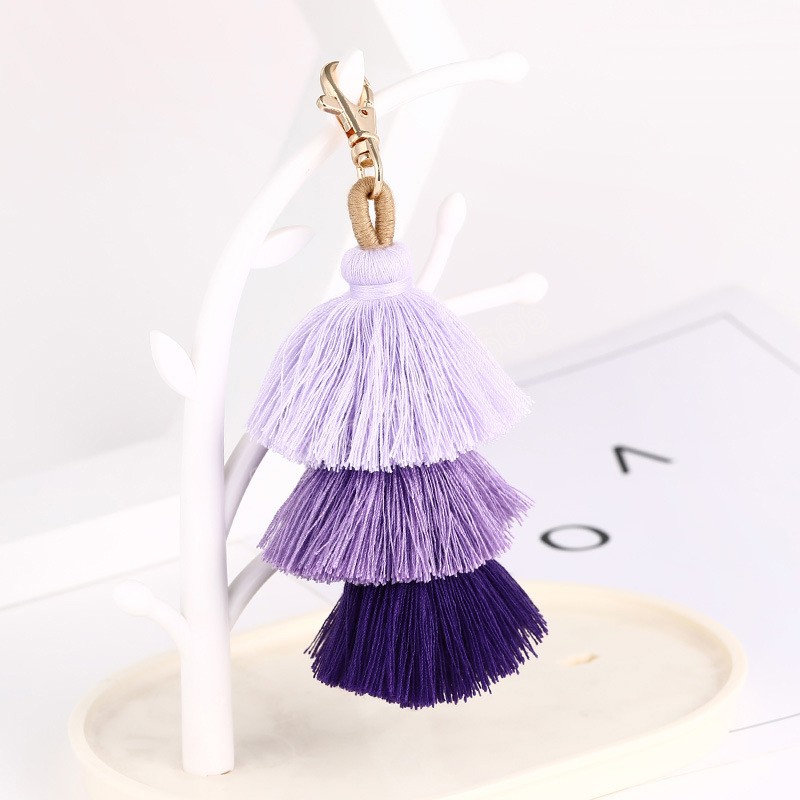 Multilayer Tassel Keychain Keyrings Bag Charm Jewelry Big Key Chain Key Holder Boho Handmade Pom Pom Vintage Fashion Accessories