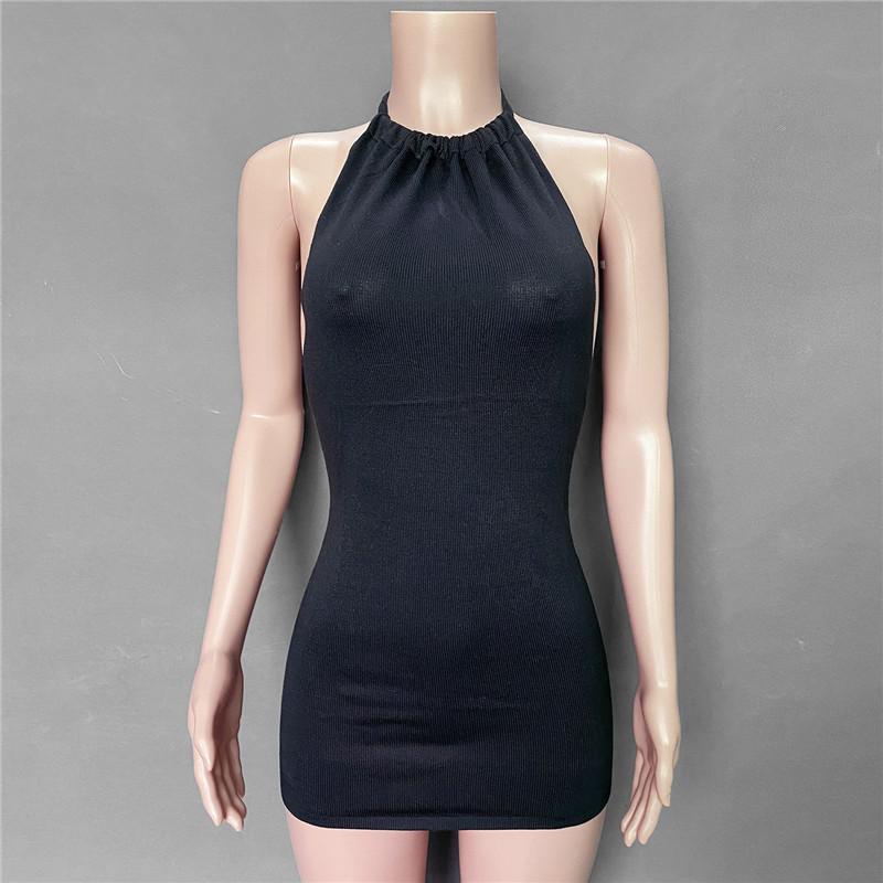 Casual Dresses Giyu Halter Backless Mini Bodycon Summer For Women Sexy Knitted Bandage Beach Holiday Dress Ladies High Waist Vestidos