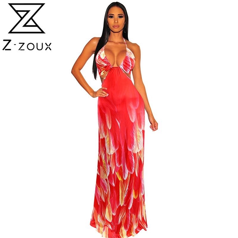 Women Dress Printed Bohemia es Sexy Long Print Floral Maxi Deep V Neck Backless Beach es Summer 210513