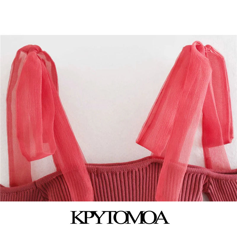 Women Fashion With Organza Straps Cropped Knitted Sweater Long Sleeve Female Pullovers Chic Tops 210420