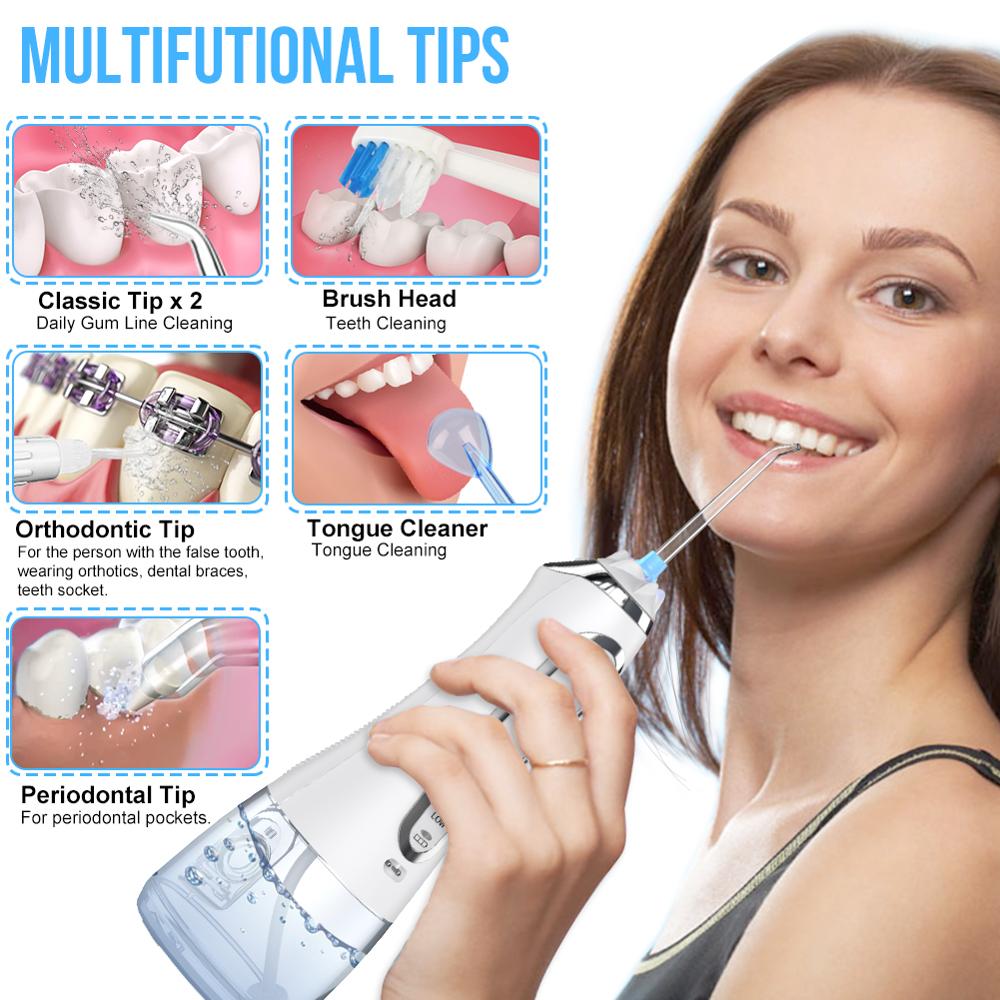 300ml Portable Oral Irrigator 5 Mode Dental Water Flosser Jet USB Rechargeable Water Floss Irrigator Dental Teeth Cleaner+5 Tips
300ml Portable Oral Irrigator 5 Mode Dental Water Flosser Jet USB Rechargeable Water Floss Irrigator Dental Teeth Cleaner+5 Tips