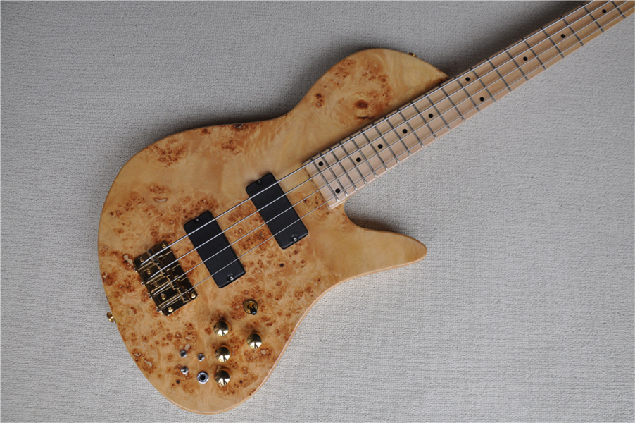 4 strings fora bass guitar burl maple top maple neck through ASH body chrome button 24 frets
4 strings fora bass guitar burl maple top maple neck through ASH body chrome button 24 frets