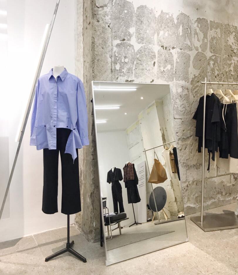 Clothing store display rack Commercial Furniture women's side cloth hangers stainless steel bottom box middle island clothes hanger rod