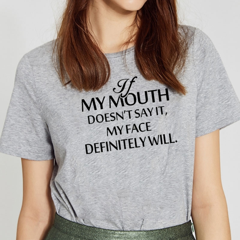 Mouth Dont Say it Face Definitely Will Letter Printed 70s Fashion Vintage Retro Style Tumblr Oversized Women Tee Casual T-Shirt 210518, Gray
Mouth Dont Say it Face Definitely Will Letter Printed 70s Fashion Vintage Retro Style Tumblr Oversized Women Tee Casual T-Shirt 210518, Gray