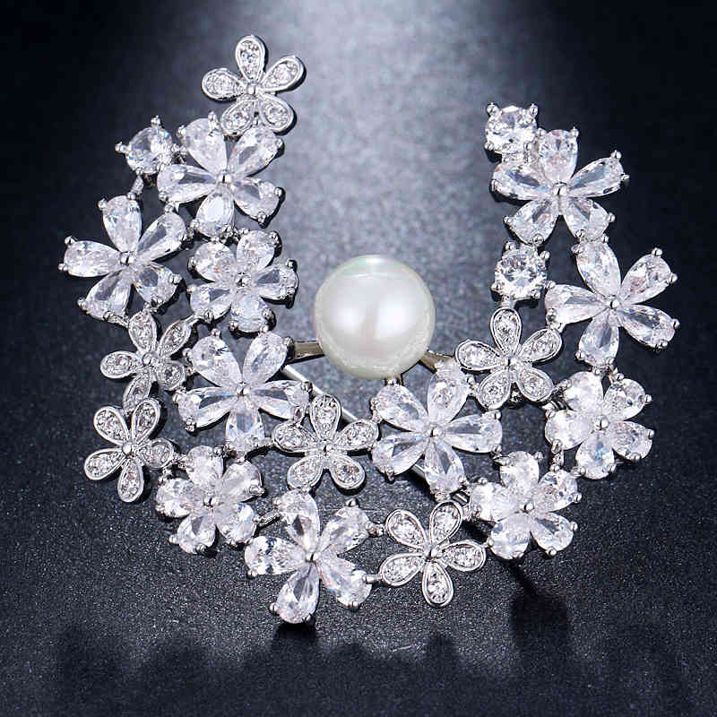 EmmayaFashion Handmade White gold/Rose Gold Cubic Zircon Pearl Brooch for Women Gift
EmmayaFashion Handmade White gold/Rose Gold Cubic Zircon Pearl Brooch for Women Gift