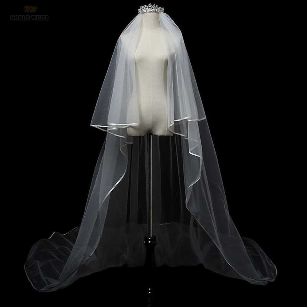 2T Satin Edge Wedding Veil Cover Face Bridal Veils With Comb Cheap Wholesale Price 300*380 X0726