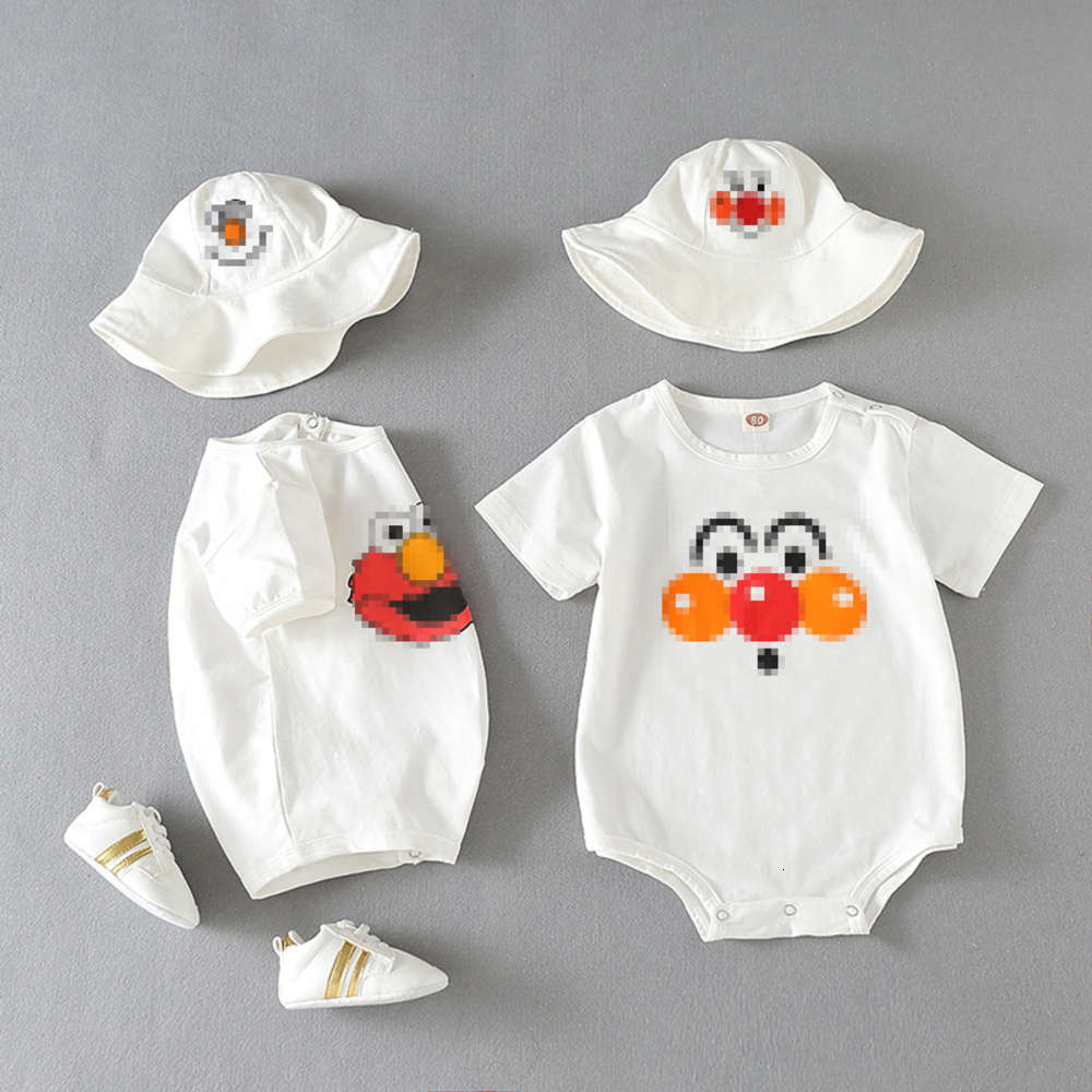 Baby short sleeve one piece summer cartoon born triangle climbing suit, White
Baby short sleeve one piece summer cartoon born triangle climbing suit, White