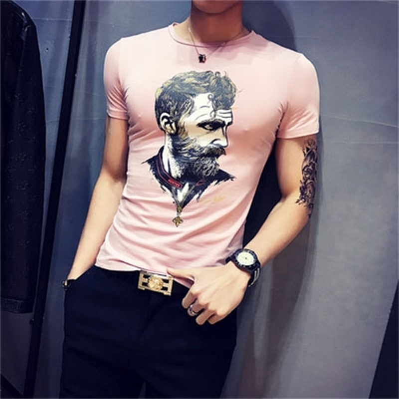 autumn and winter men's casual color matching letter round neck long-sleeved T-shirt 210623