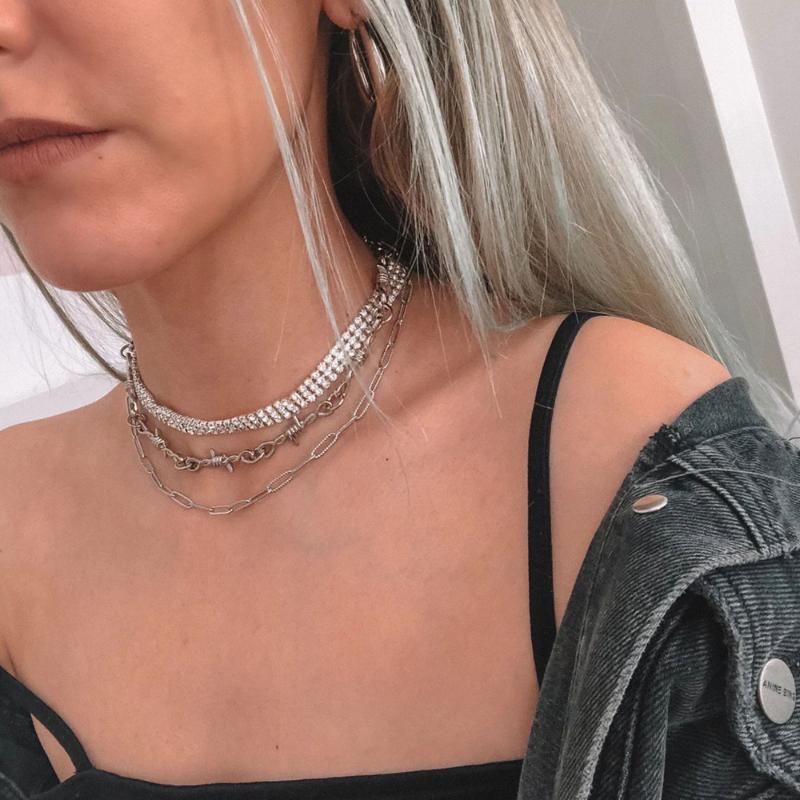 Chains Punk Style Barbed Wire Choker Stainless Steel Necklace HipHop Women039s Accessories Gothic Mens Jewellery Unisex G