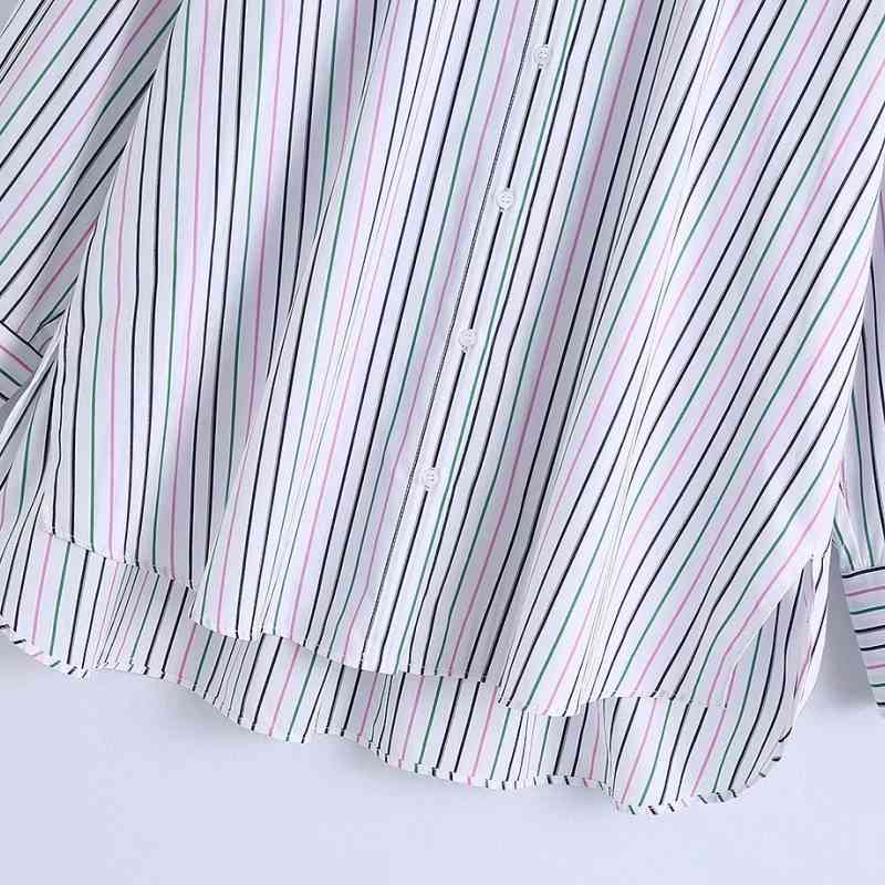 Fashion Women Color Striped Oversized Shirt Female Long Sleeve Blouse Casual Lady Loose Tops Blusas S8803 210430