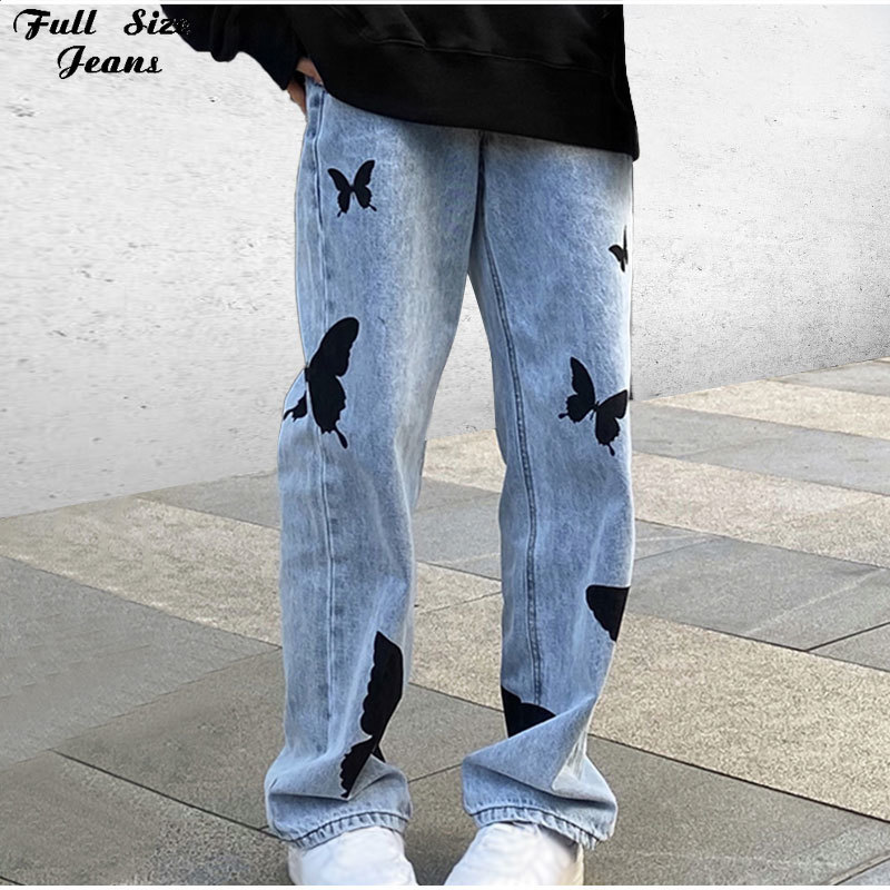 Plus Size Light Bule Butterfly Print Harajuku Straight Jeans Mom 5XL Woman Vintage Loose Long Trousers Female Street Denim Pants Y0320, Blue
Plus Size Light Bule Butterfly Print Harajuku Straight Jeans Mom 5XL Woman Vintage Loose Long Trousers Female Street Denim Pants Y0320, Blue