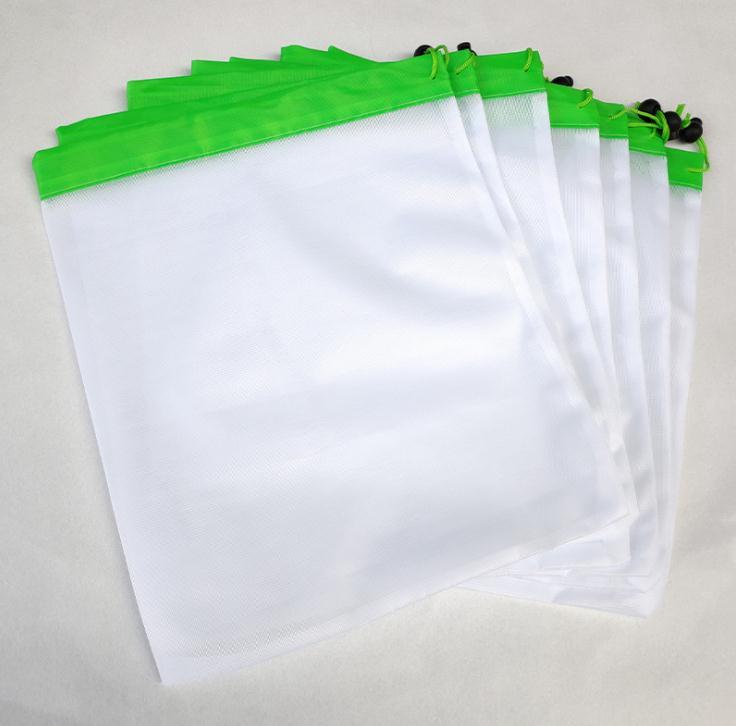 50sets Reusable Mesh Produce Bags Washable Eco Friendly Bag For Grocery Shopping Storage Fruit Vegetable Toys Sundries Wholesale