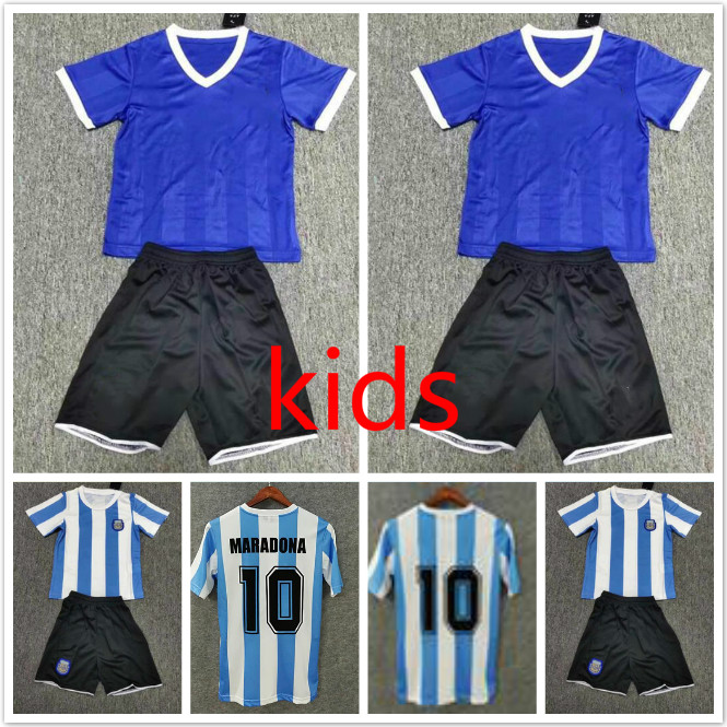 86 Kids kit Maradona Argentina Retro soccer jerseys 1986 Vintage classic child sets Football Shirt Uniforms home blue white 86 boys suits
86 Kids kit Maradona Argentina Retro soccer jerseys 1986 Vintage classic child sets Football Shirt Uniforms home blue white 86 boys suits