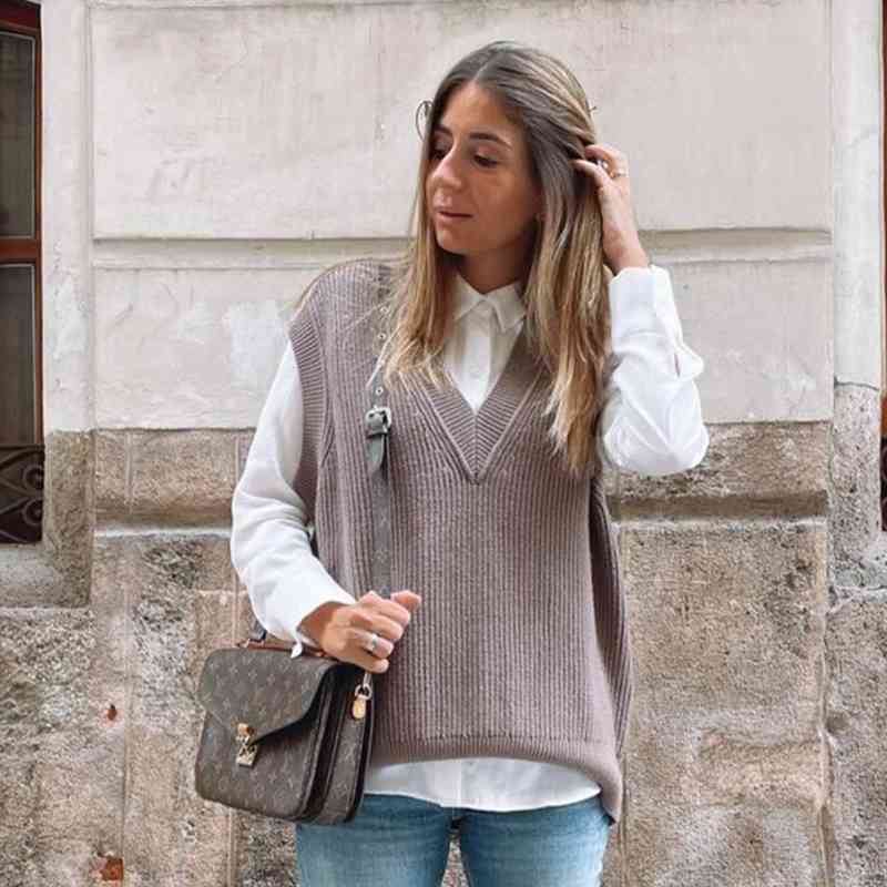 Vintage Women Elegant Knitted Sleeveless Sweaters Spring-Autumn Fashion Ladies Loose Pullovers Female Chic Knitwear 210430