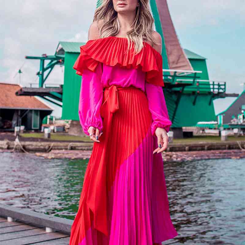Gaganight Women Slash Neck Off Shoulder Maxi Dresses Summer Long Sleeve Lace Up Beach Sundress Plus Size Long Vestido Robe Femme 210519, Red
Gaganight Women Slash Neck Off Shoulder Maxi Dresses Summer Long Sleeve Lace Up Beach Sundress Plus Size Long Vestido Robe Femme 210519, Red