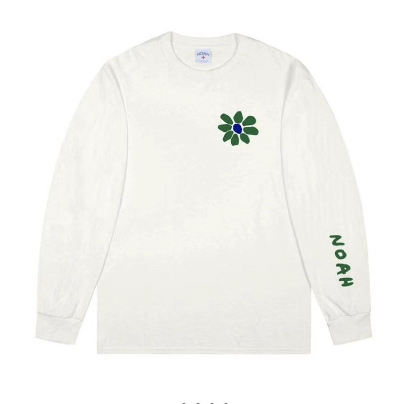 Autumn Winter NOAH CORE Bloom T Shirt Men Women Cotton Casual Long Sleeve Flower Print Solid Color T-shirts 210420