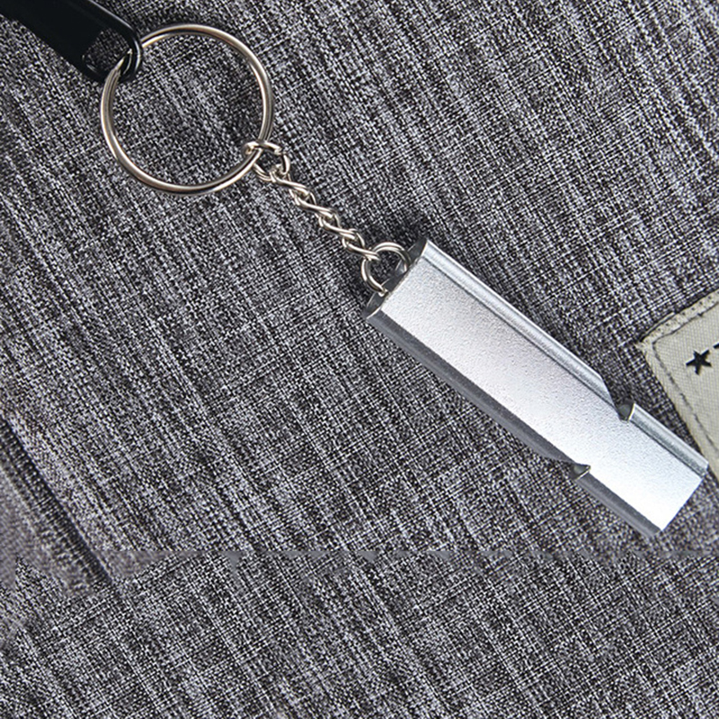 Metal Whistle Keychain Pendant Aluminum Alloy Double Hole Survival Whistle Key Chain Outdoor Emergency Tool