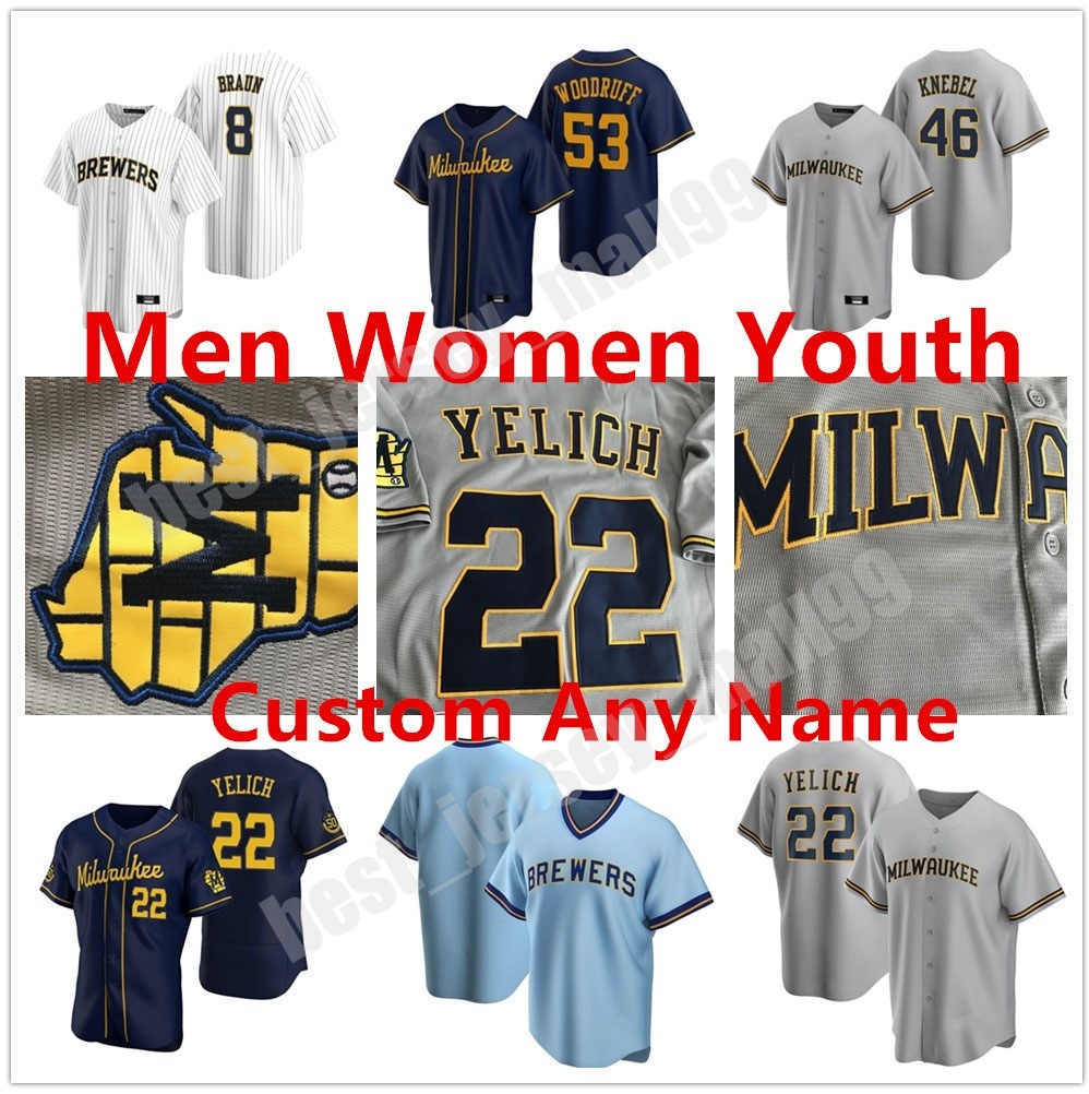 Custom 2021 Milwaukee Men Women youth Baseball Jerseys 22 Christian Yelich 8 Ryan Braun 12 Justin Smoak Lorenzo Robin eric yardley Brewers Jersey, Blue;black
Custom 2021 Milwaukee Men Women youth Baseball Jerseys 22 Christian Yelich 8 Ryan Braun 12 Justin Smoak Lorenzo Robin eric yardley Brewers Jersey, Blue;black